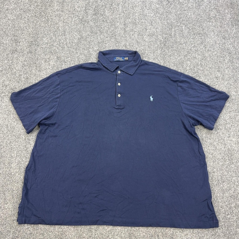 Polo Ralph Lauren Polo Shirt Mens Big 3X Blue 100% Cotton Jersey Logo Casual